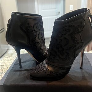 Dolce & Gabbana Black Lace Detail Heeled Boots